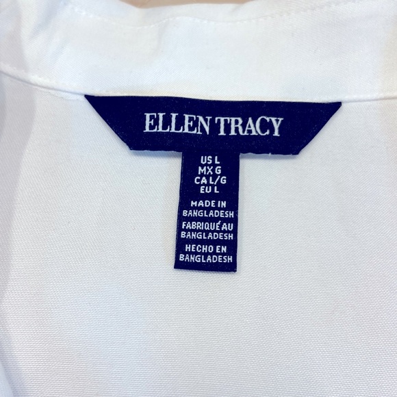 Ellen Tracy Sleeveless Tunic. Lace up Neckline. White. Hi-Lo Hem. Large. - Picture 3 of 9